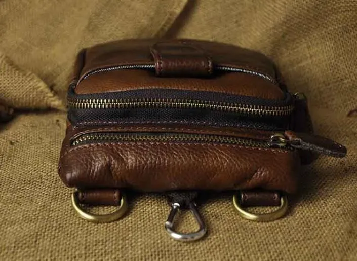 Mens Leather Small Side Bag COURIER BAG Waist Pouch Holster Belt Case Belt Pouch for Men