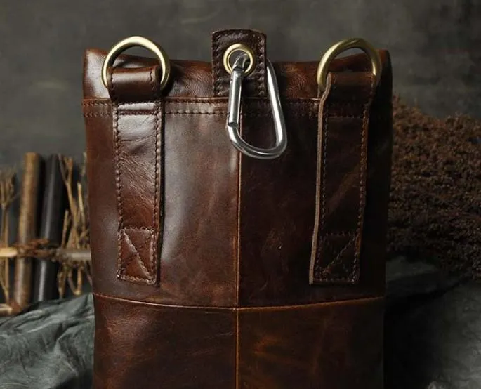 Mens Leather Small Side Bag COURIER BAG Waist Pouch Holster Belt Case Belt Pouch for Men