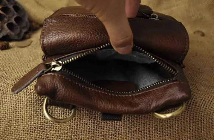 Mens Leather Small Side Bag COURIER BAG Waist Pouch Holster Belt Case Belt Pouch for Men
