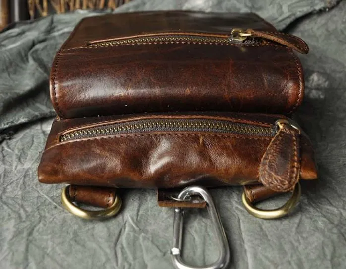 Mens Leather Small Side Bag COURIER BAG Waist Pouch Holster Belt Case Belt Pouch for Men