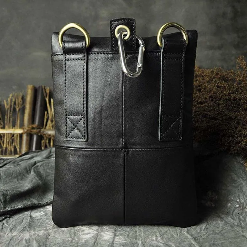 Mens Leather Small Side Bag COURIER BAG Waist Pouch Holster Belt Case Belt Pouch for Men