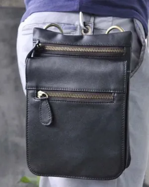 Mens Leather Small Side Bag COURIER BAG Waist Pouch Holster Belt Case Belt Pouch for Men Vintage Coffee