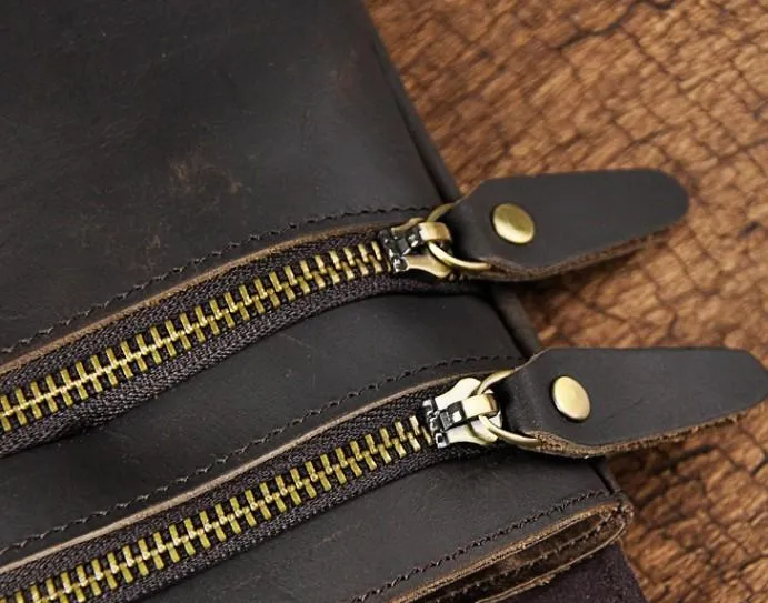Mens Leather Small Side Bag  Waist Pouch COURIER BAG Holster Belt Case Belt Pouch for Men