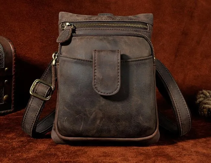 Mens Small Leather Belt Pouch Side Bag Holster Belt Case Waist Pouch for Men