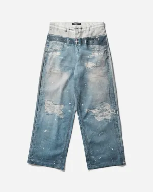 Men's Trompe-L'oeil Denim Pants Blue Men's sweatshirt
