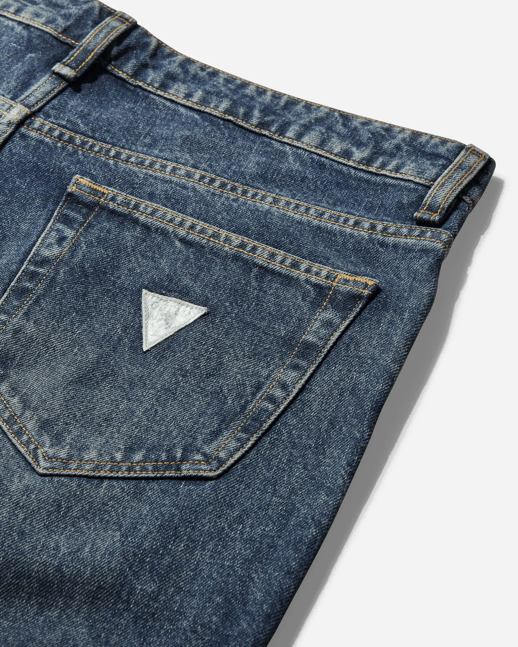 Men's Washed Denim Pants Coated Used Indigo