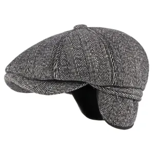 Metz Vintage Earflaps Newsboy Cap stylish boater hat with ribbon on model