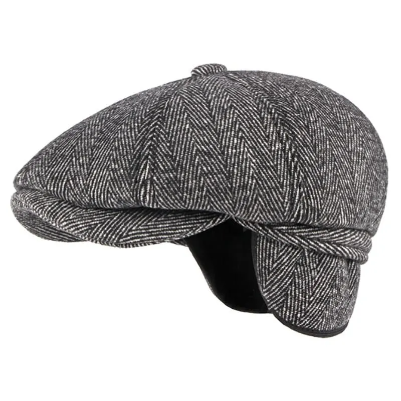 Metz Vintage Earflaps Newsboy Cap stylish boater hat with ribbon on model