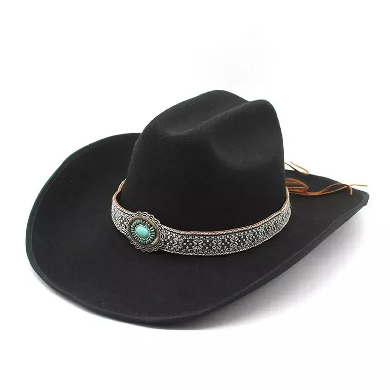 Midnight Sapphire Cowboy Hat boater hat with bow in beach sunlight
