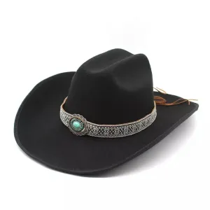Midnight Sapphire Cowboy Hat boater hat with bow in beach sunlight