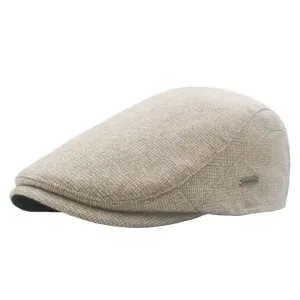 Milano Plain Cotton Flat Cap stylish boater hat with ribbon on model