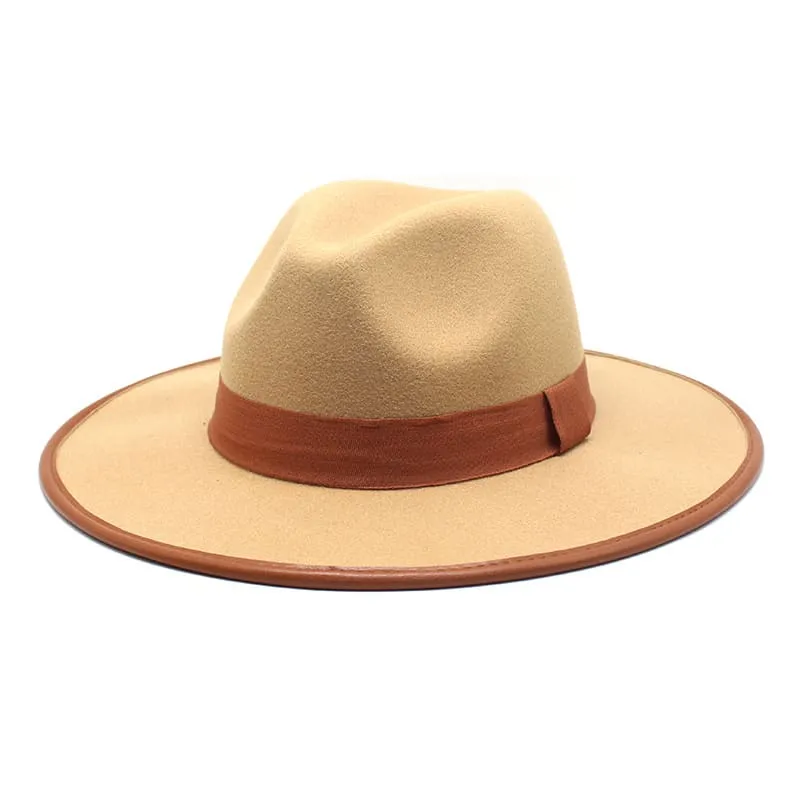 Milano Wool Felt Fedora Hat boater hat with bow in beach sunlight