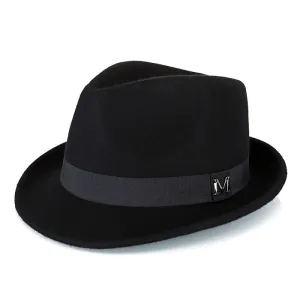 Miller Wool Trilby Hat stylish boater hat with ribbon on model
