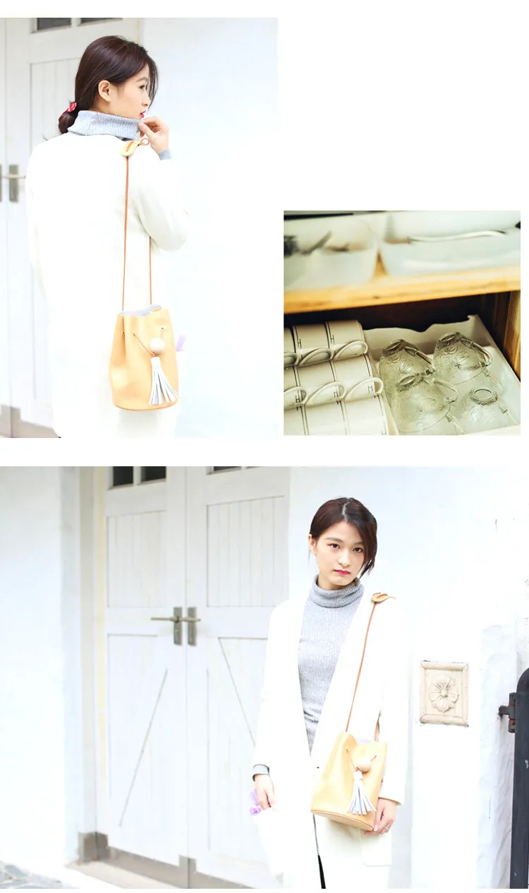 Mini LEATHER Bucket Bag WOMENs SHOULDER BAG Purses FOR WOMEN