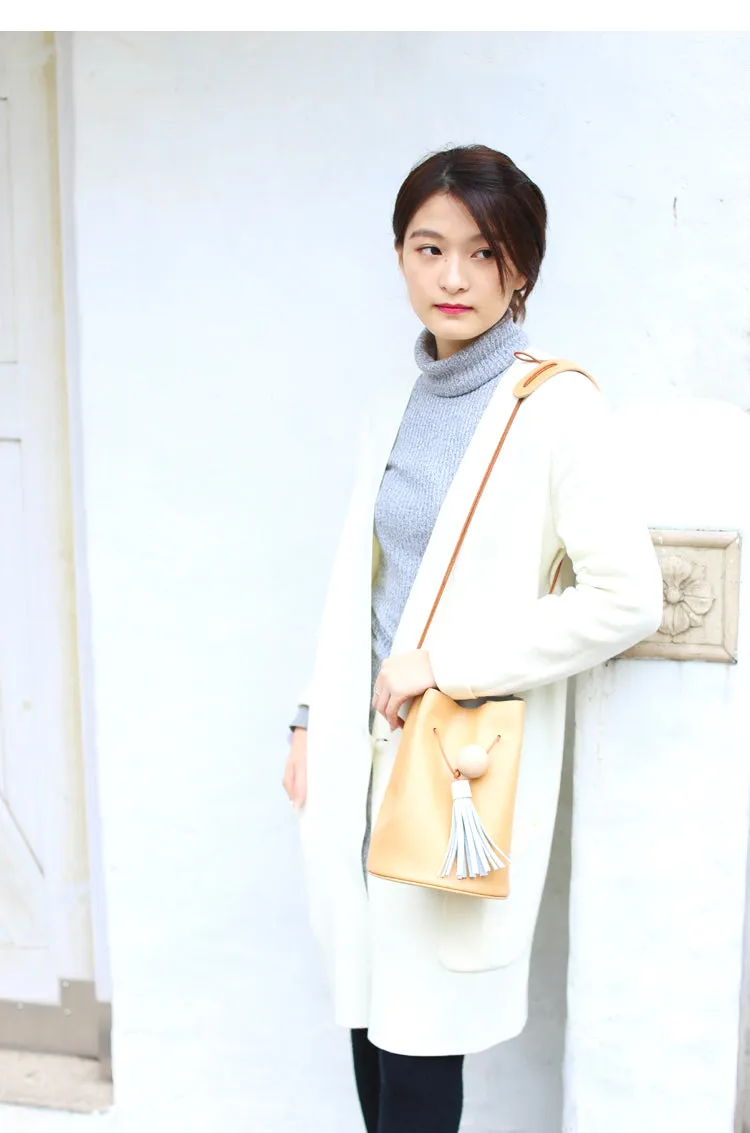 Mini LEATHER Bucket Bag WOMENs SHOULDER BAG Purses FOR WOMEN