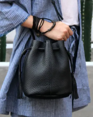 Mini LEATHER WOMEN Barrel Bag Small Bucket Purse SHOULDER Purses FOR WOMEN cheap online