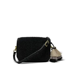 Mini Mia Crossbody - Black Raffia crossbody bags low price