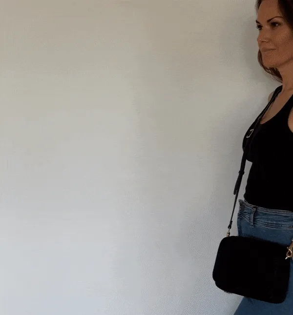 Mini Mia Crossbody - Black Raffia