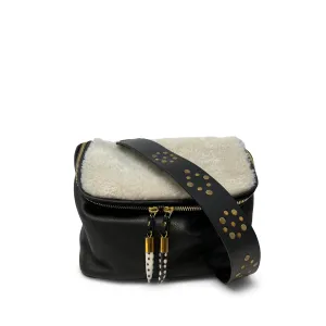 Mini Rough Night Crossbody - Natural Shearling & Black Leather crossbody bags low price