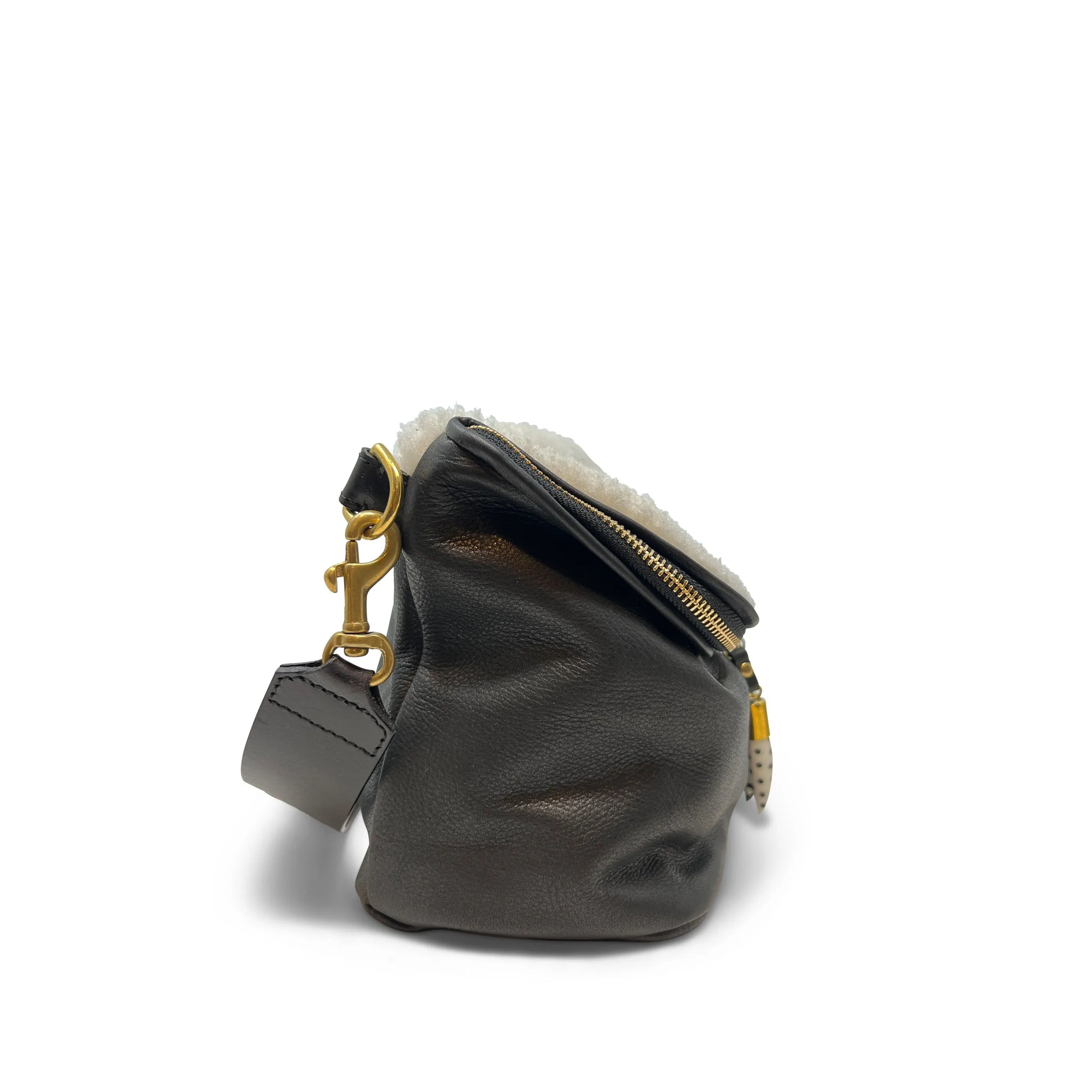 Mini Rough Night Crossbody - Natural Shearling & Black Leather