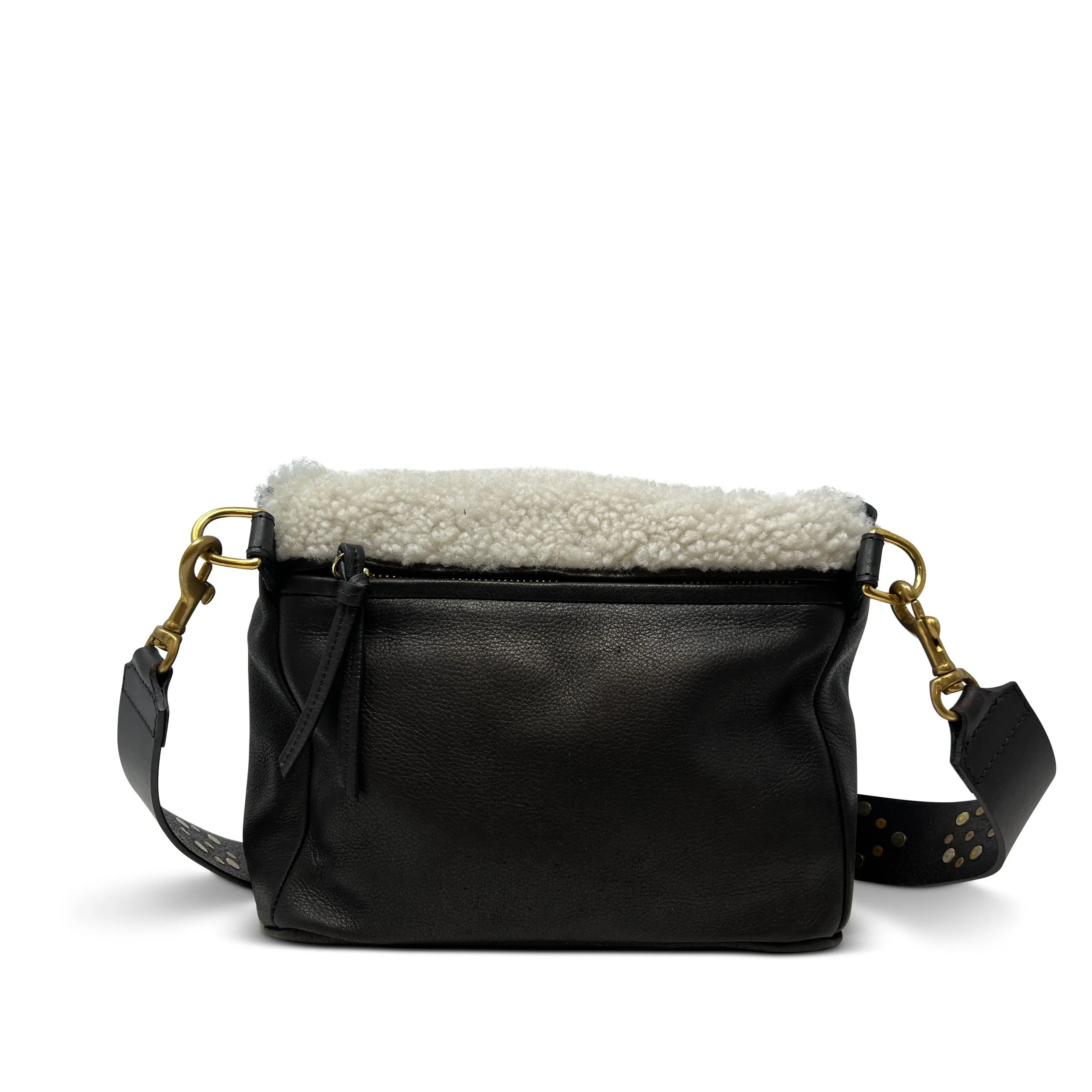 Mini Rough Night Crossbody - Natural Shearling & Black Leather