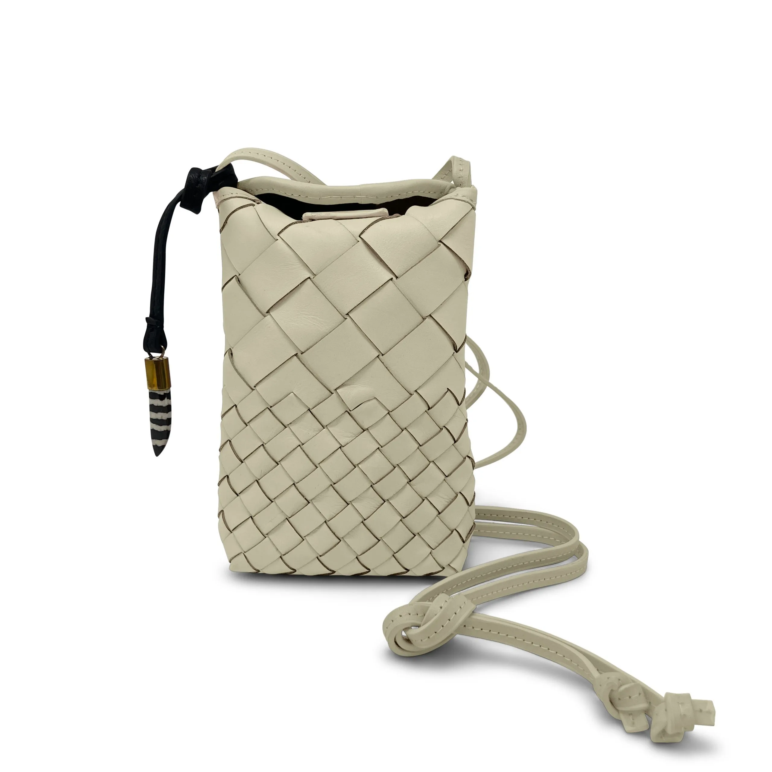 Mini Sling Phone Crossbody - Sand Threaded Weave crossbody bags low price