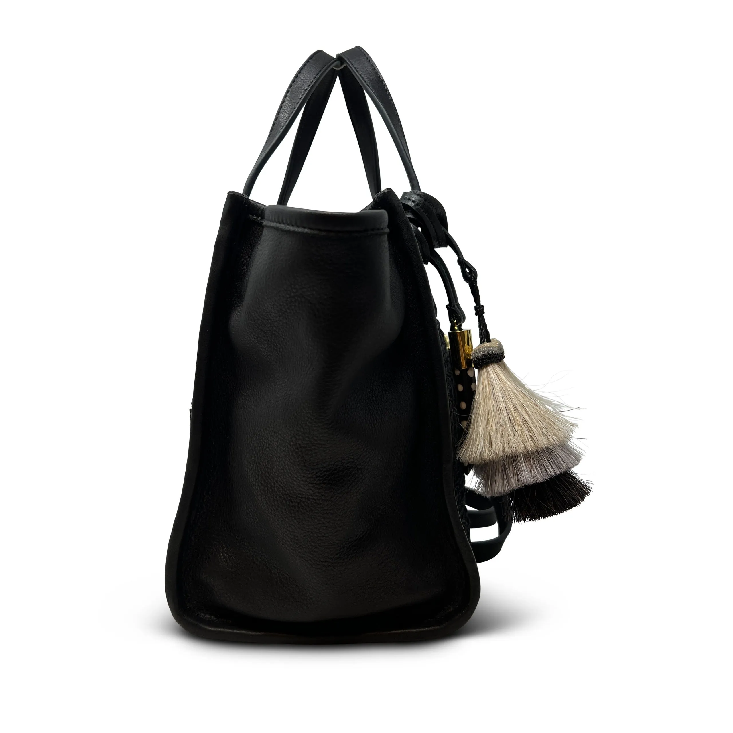 Mini Tote - Black Raffia