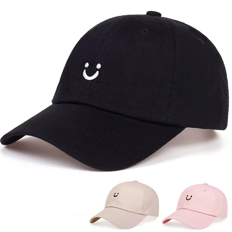 Minimal Smiley Baseball Cap stylish boater hat with ribbon on model