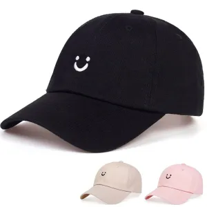 Minimal Smiley Baseball Cap stylish boater hat with ribbon on model