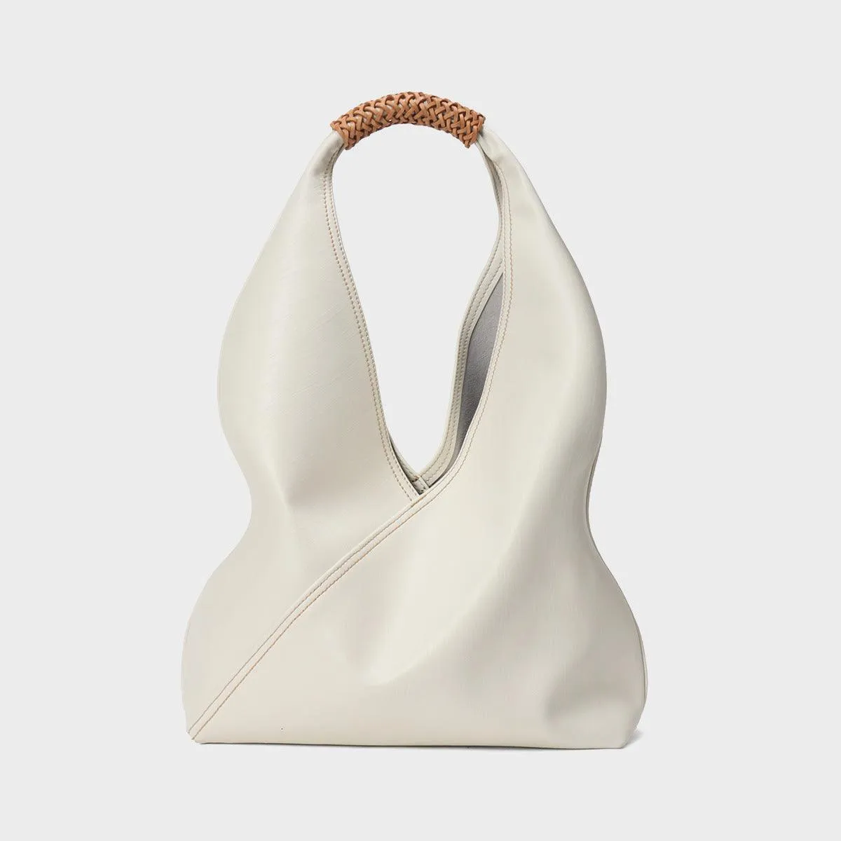 MINIMALIST BUCKET BAG | Genuine Leather | Woven Handle | Fashion Tote Bag | Women Handbag | Birthday Gift | Christmas Gift | Gift for Her