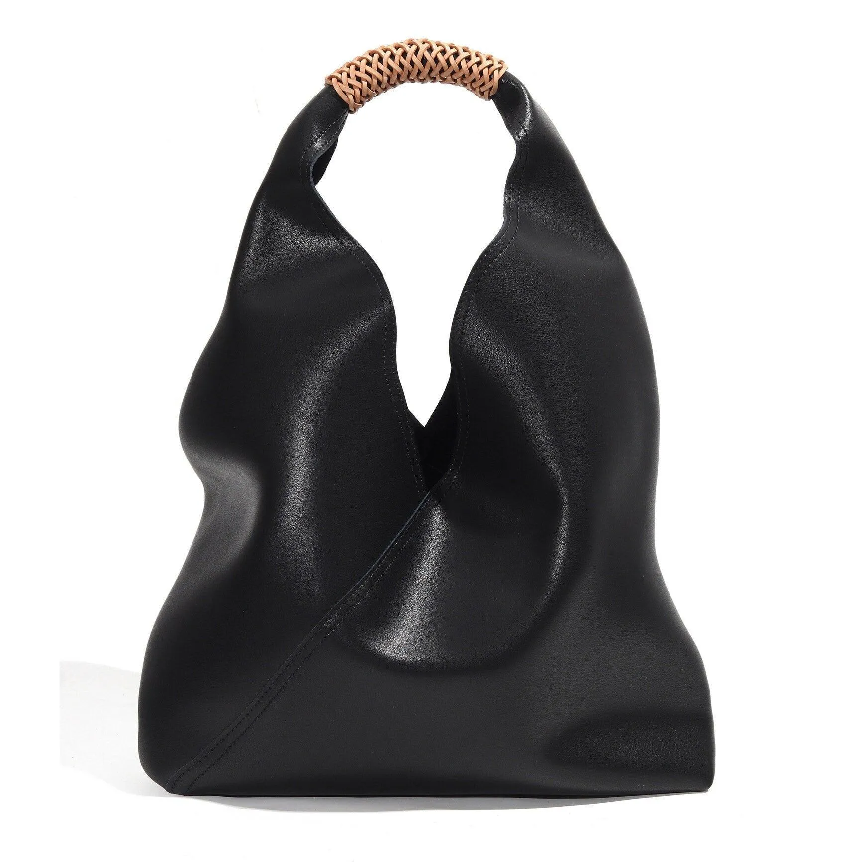 MINIMALIST BUCKET BAG | Genuine Leather | Woven Handle | Fashion Tote Bag | Women Handbag | Birthday Gift | Christmas Gift | Gift for Her