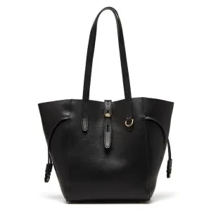 Minimalist Genuine Leather Bucket Bag, Classic Leather Tote Bag, Fashion Designer Shoulder Bucket Bag, Black, Apricot, Blue, Gift For Her bucket bags for sale