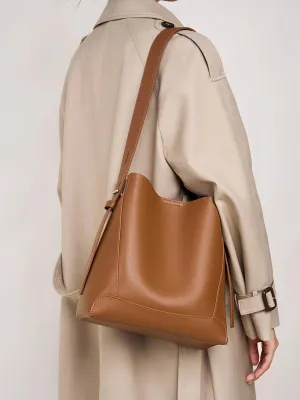 Minimalist Genuine Leather Bucket Bag | Leather Shoulder Bag, Chic Crossbody Bag, Gift for Her bucket bags for sale