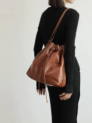 Minimalist Lightweight Oiled Cowhide Leather Versatile Backpack & Shoulder Bucket Bag, Crossbody Tote and Bucket Bag For Women bucket bags for sale