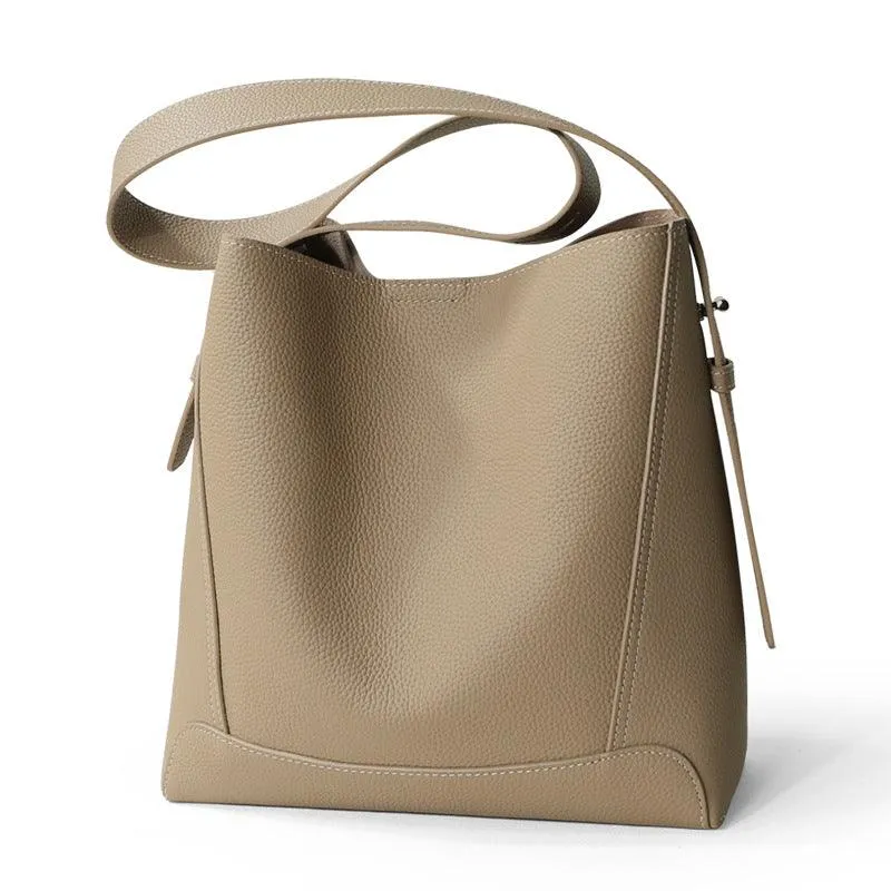 Minimalist Pebbled Leather Bucket Bag | Handcrafted Genuine Leather Shoulder Bag, Chic Crossbody Bag, Gift for Her