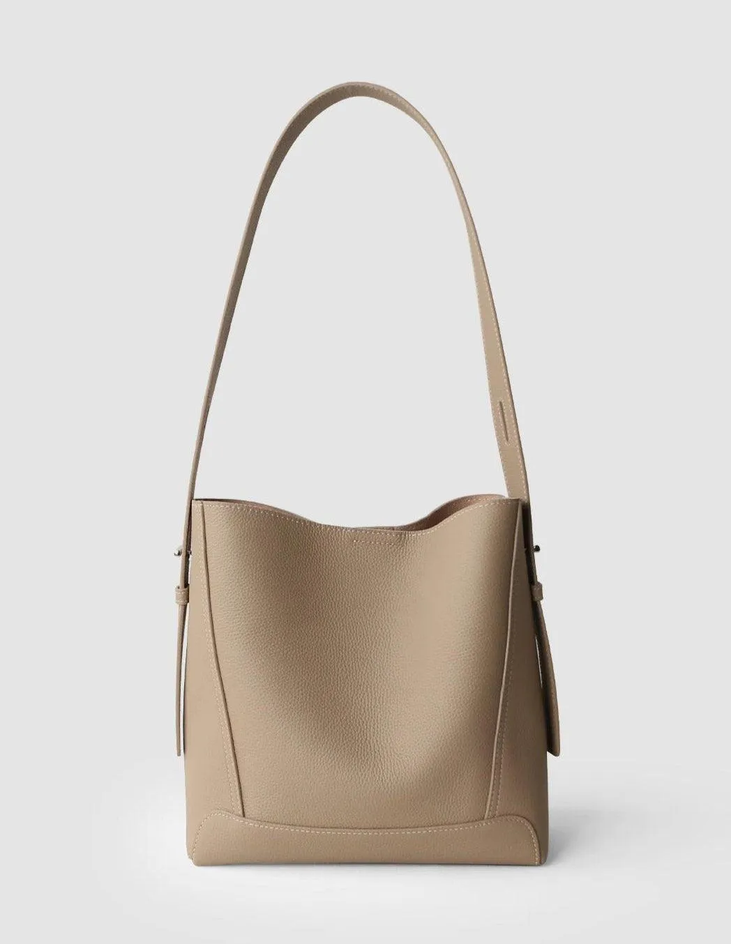 Minimalist Pebbled Leather Bucket Bag | Handcrafted Genuine Leather Shoulder Bag, Chic Crossbody Bag, Gift for Her