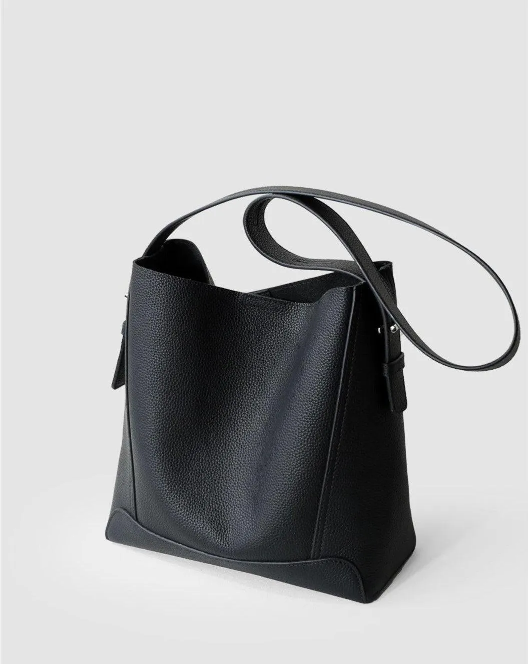 Minimalist Pebbled Leather Bucket Bag | Handcrafted Genuine Leather Shoulder Bag, Chic Crossbody Bag, Gift for Her
