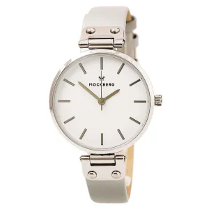 Mockberg MO1005 Women's Elsa Grey Leather Strap White Dial Quartz Watch Luxury Quartz Watch Quartz Watch Sale