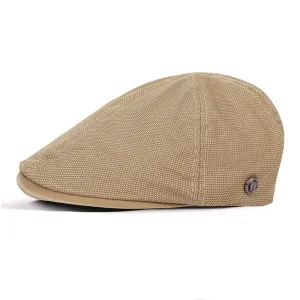 Molly Cabbie Cotton Flat Cap boater hat with bow in beach sunlight