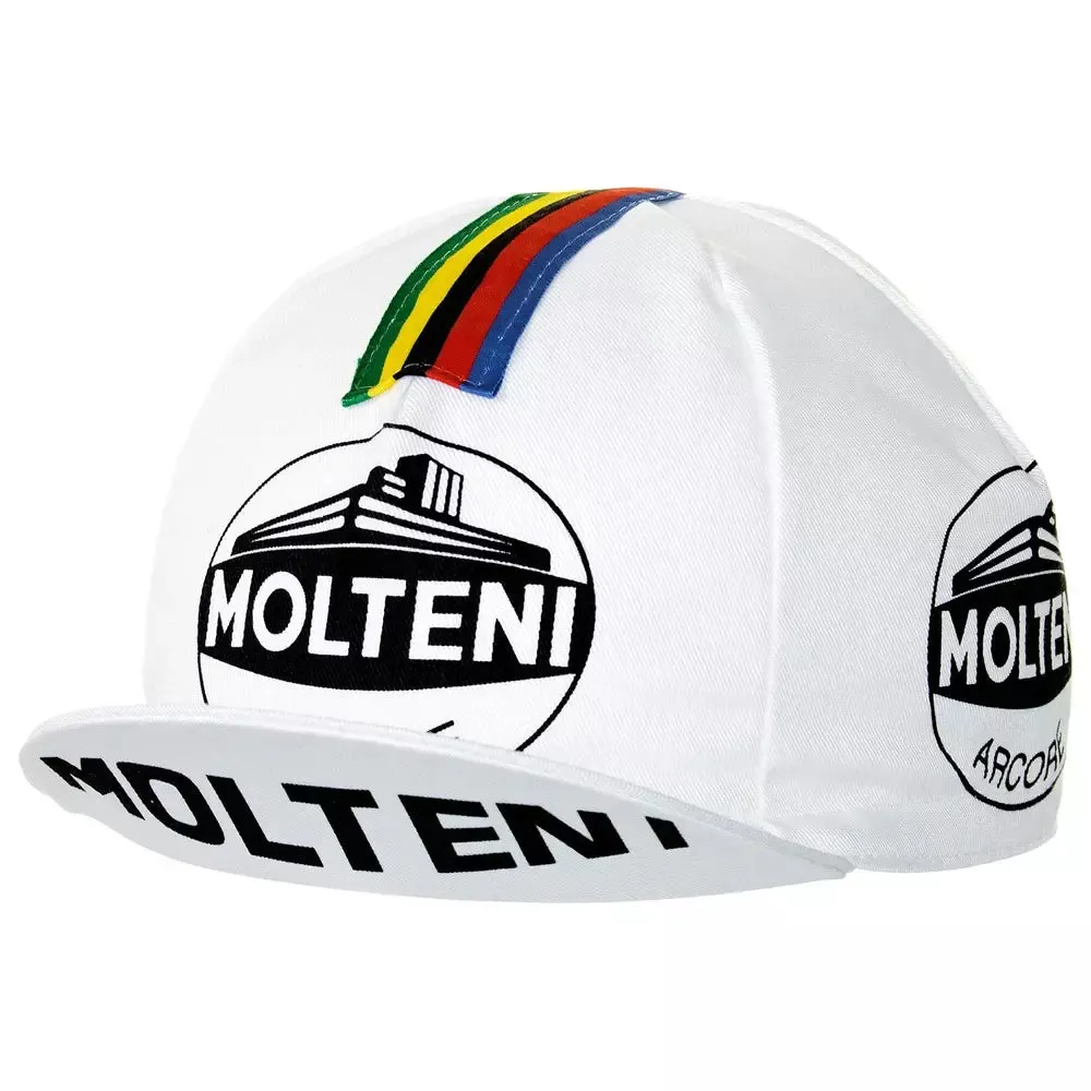 Molteni Vintage Cycling Cap boater hat with bow in beach sunlight