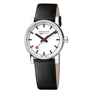 Mondaine Black Vegan Grape Leather 30MM Watch MSE.30110.LBV 