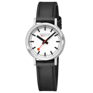 Mondaine Black Vegan Leather 34MM Watch MST.3401B.LBV.SET 
