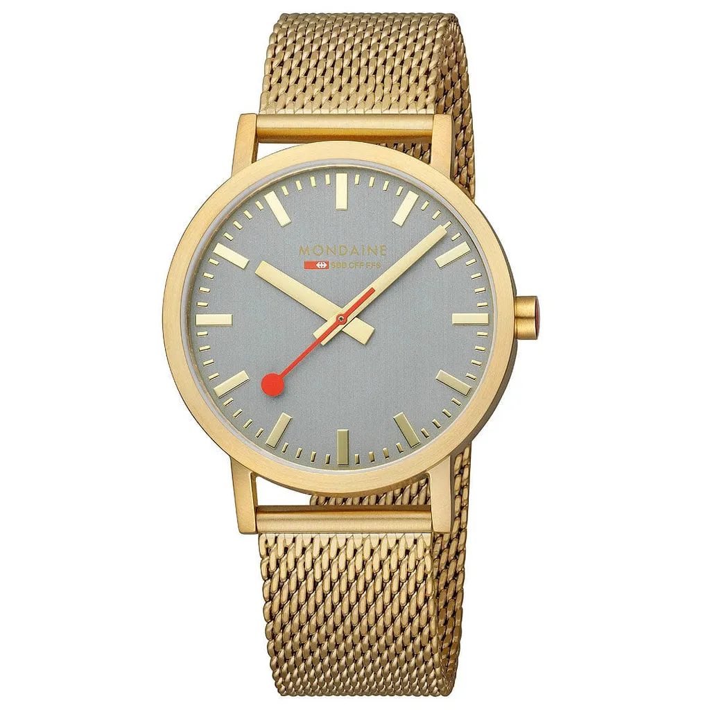 Mondaine Classic Grey Golden Stainless Steel Watch A660.30360.80SBM 