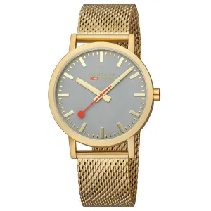 Mondaine Classic Grey Golden Stainless Steel Watch A660.30360.80SBM 