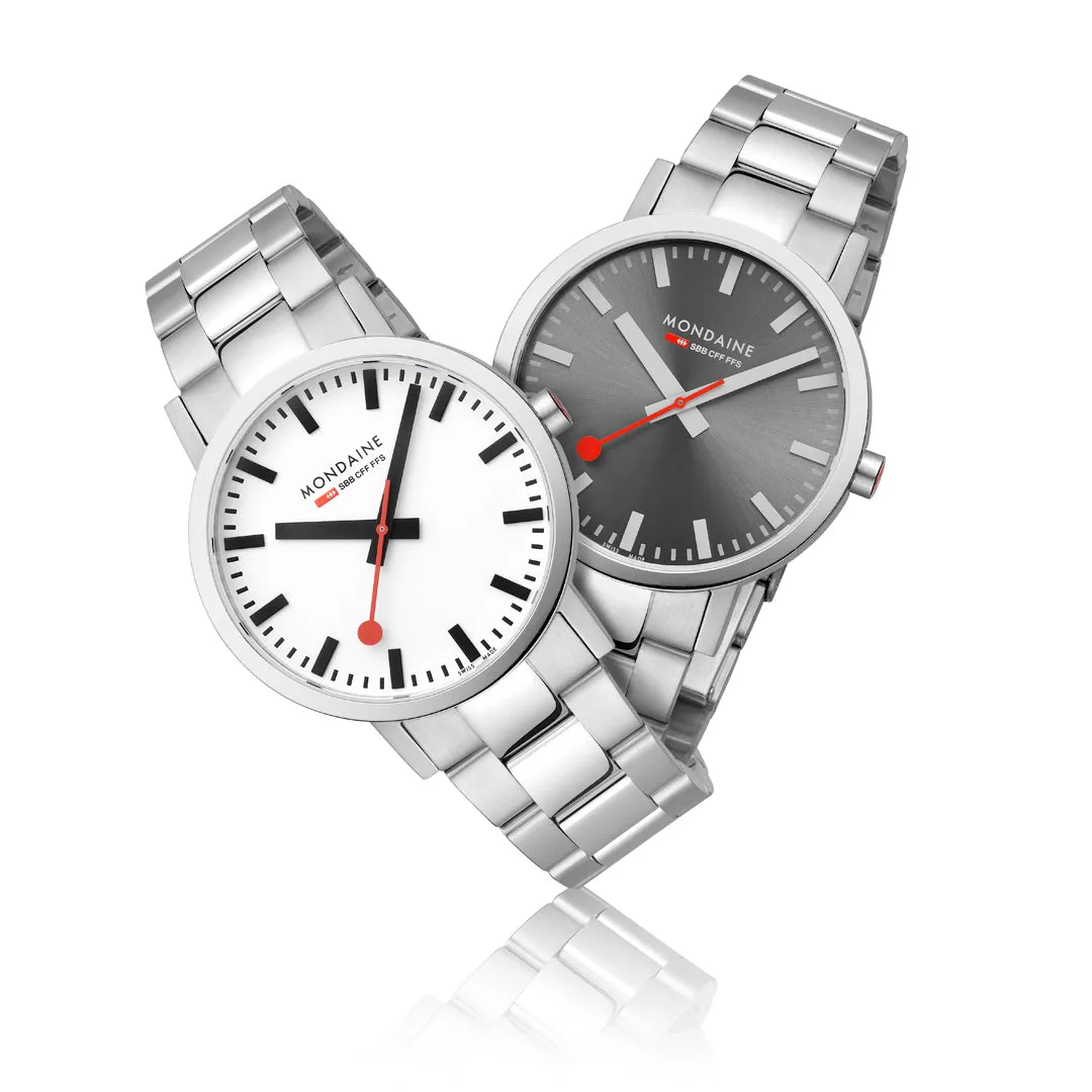 Mondaine Classic White Dial Stainless Steel Bracelet 40mm Watch A660.30360.11SBJ
