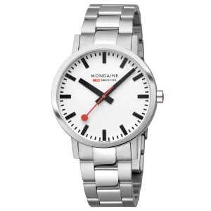 Mondaine Classic White Dial Stainless Steel Bracelet 40mm Watch A660.30360.11SBJ 