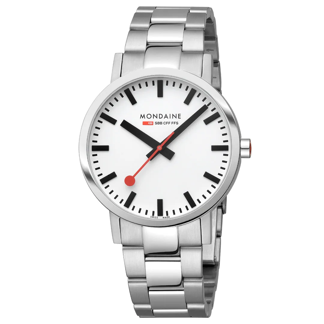 Mondaine Classic White Dial Stainless Steel Bracelet 40mm Watch A660.30360.11SBJ 