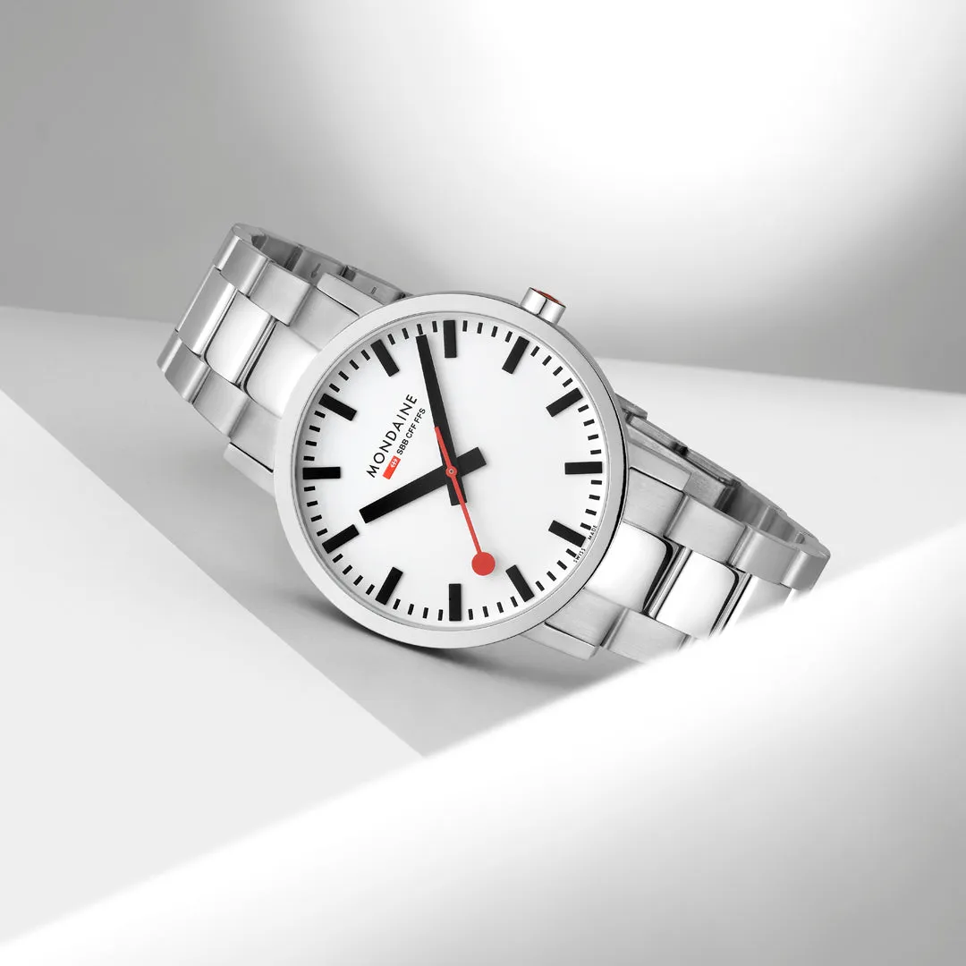 Mondaine Classic White Dial Stainless Steel Bracelet 40mm Watch A660.30360.11SBJ