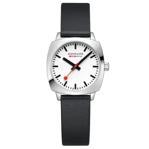 Mondaine Cushion Black Vegan Grape Leather Watch MSL.31110.LBV 