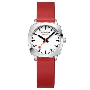 Mondaine Cushion Red Vegan Grape Leather Watch MSL.31110.LCV 